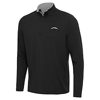 Men's Antigua  Black Los Angeles Chargers Content Quarter-Zip Pullover Top