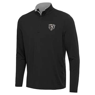 Men's Antigua Black Chicago Bears Content Quarter-Zip Pullover Top