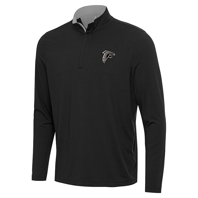Men's Antigua Black Atlanta Falcons Content Quarter-Zip Pullover Top