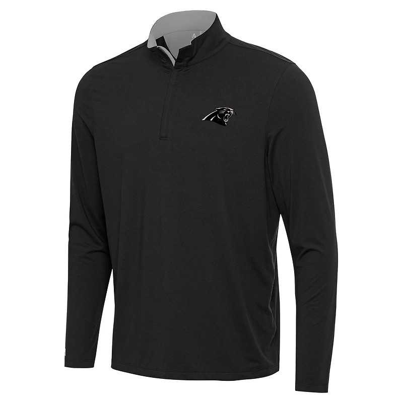 Men's Antigua  Black Carolina Panthers Content Quarter-Zip Pullover Top