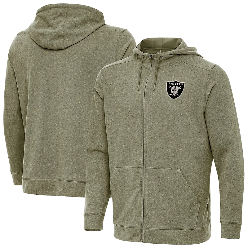 Men's Antigua Olive Las Vegas Raiders Effortless Full-Zip Hoodie Jacket