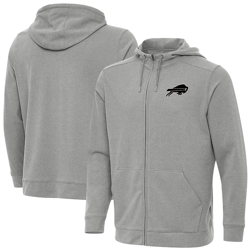 Men's Antigua Heather Gray Buffalo Bills Effortless Full-Zip Hoodie Jacket