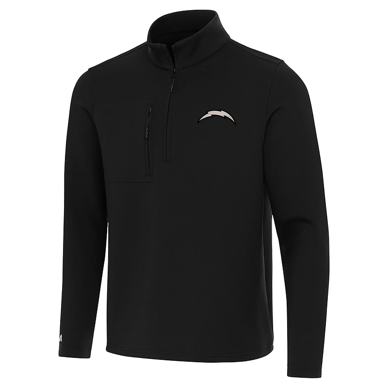 Men's Antigua  Black Los Angeles Chargers Insider Quarter-Zip Jacket