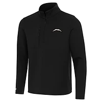Men's Antigua  Black Los Angeles Chargers Insider Quarter-Zip Jacket