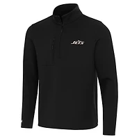 Men's Antigua  Black New York Jets Insider Quarter-Zip Jacket