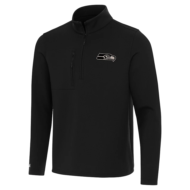 Men's Antigua Black Seattle Seahawks Insider Quarter-Zip Jacket