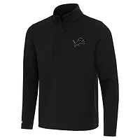 Men's Antigua  Black Detroit Lions Insider Quarter-Zip Jacket