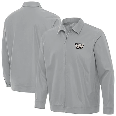 Men's Antigua Gray Washington Commanders Pivot Full-Zip Jacket