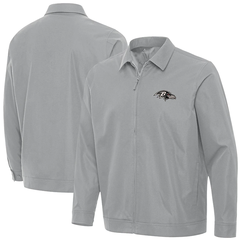 Men's Antigua Gray Baltimore Ravens Pivot Full-Zip Jacket