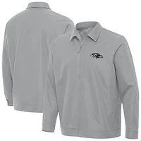 Men's Antigua Gray Baltimore Ravens Pivot Full-Zip Jacket