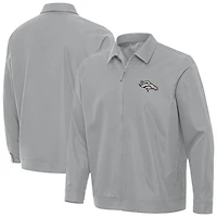 Men's Antigua Gray Denver Broncos Pivot Full-Zip Jacket