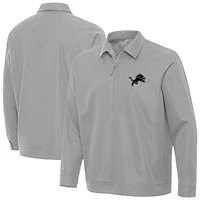 Men's Antigua Gray Detroit Lions Pivot Full-Zip Jacket