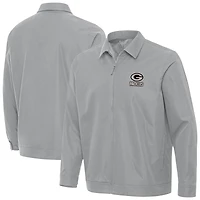 Men's Antigua Gray Green Bay Packers Pivot Full-Zip Jacket