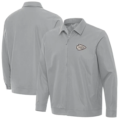 Men's Antigua Gray Kansas City Chiefs Pivot Full-Zip Jacket