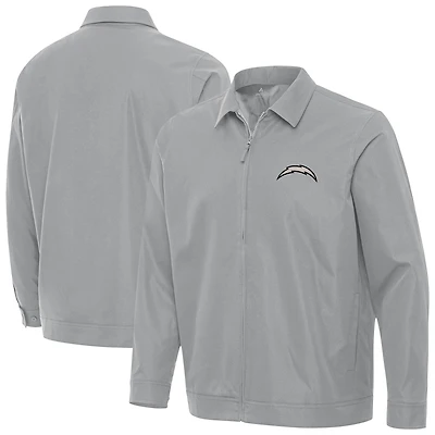 Men's Antigua Gray Los Angeles Chargers Pivot Full-Zip Jacket