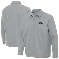 Men's Antigua Gray Los Angeles Chargers Pivot Full-Zip Jacket