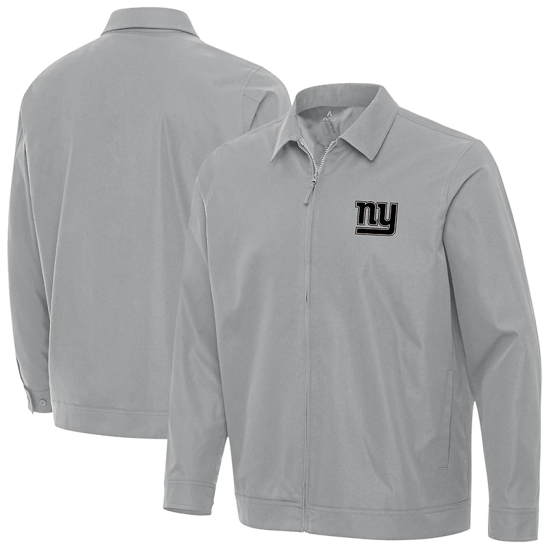Men's Antigua Gray New York Giants Pivot Full-Zip Jacket