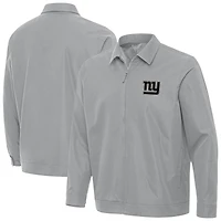 Men's Antigua Gray New York Giants Pivot Full-Zip Jacket