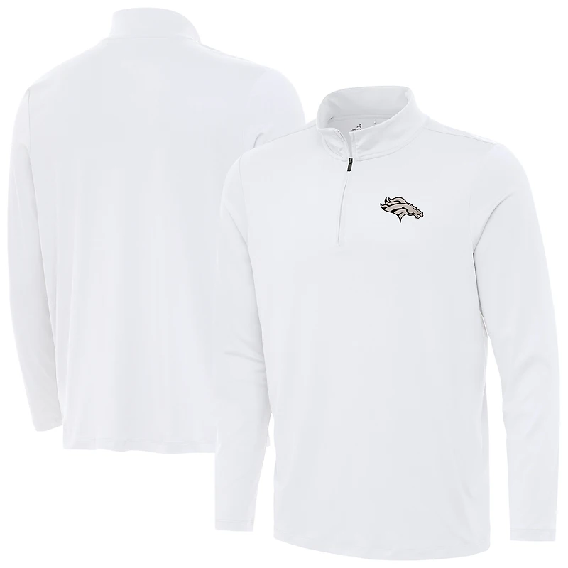 Men's Antigua White Denver Broncos Reprocess Quarter-Zip Top