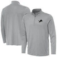 Men's Antigua  Gray Detroit Lions Reprocess Quarter-Zip Top