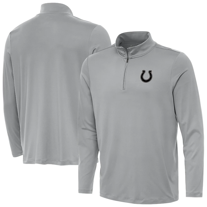 Men's Antigua  Gray Indianapolis Colts Reprocess Quarter-Zip Top