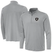 Men's Antigua  Gray Las Vegas Raiders Reprocess Quarter-Zip Top