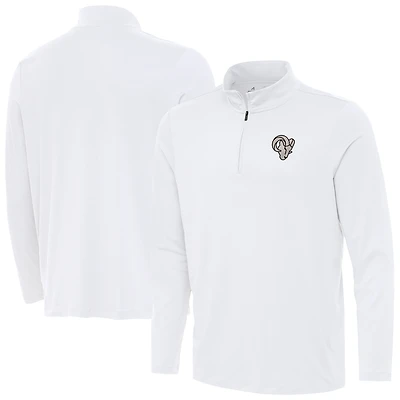Men's Antigua White Los Angeles Rams Reprocess Quarter-Zip Top