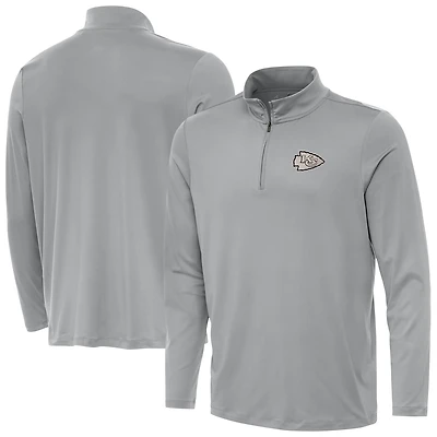 Men's Antigua Gray Kansas City Chiefs Reprocess Quarter-Zip Top