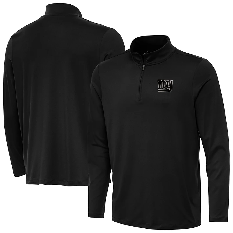 Men's Antigua Black New York Giants Reprocess Quarter-Zip Top