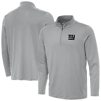 Men's Antigua  Gray New York Giants Reprocess Quarter-Zip Top