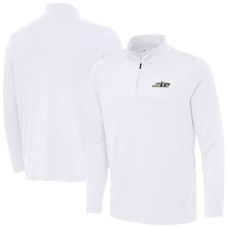 Men's Antigua  White New York Jets Reprocess Quarter-Zip Top