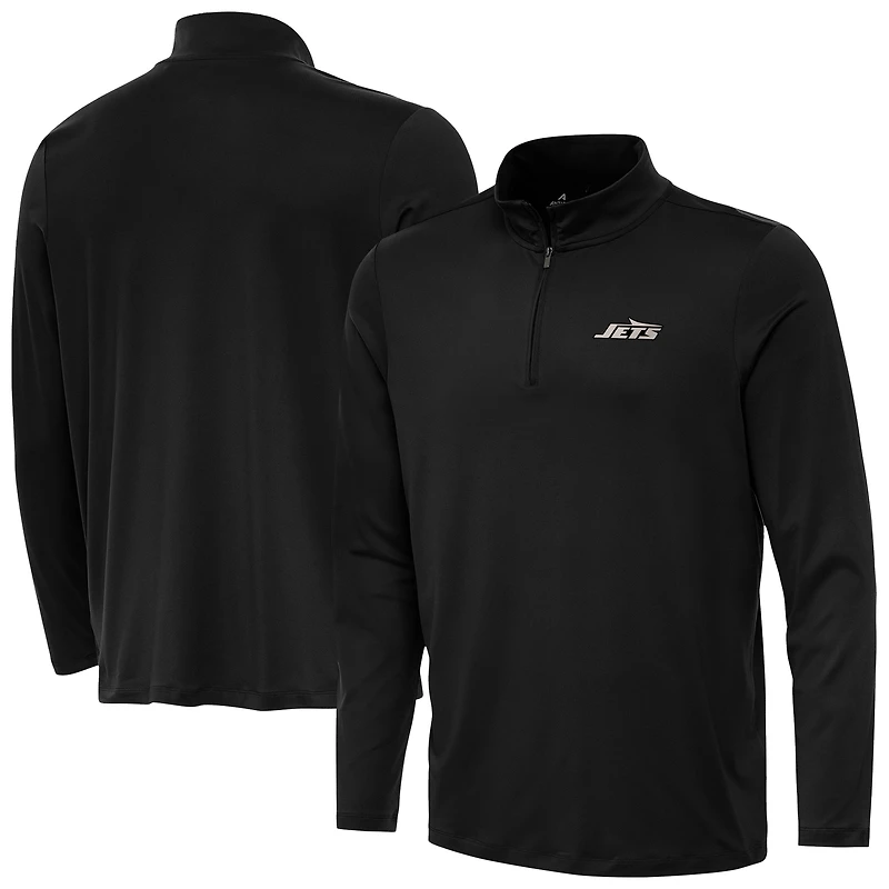 Men's Antigua Black New York Jets Reprocess Quarter-Zip Top