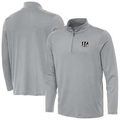 Men's Antigua  Gray Cincinnati Bengals Reprocess Quarter-Zip Top