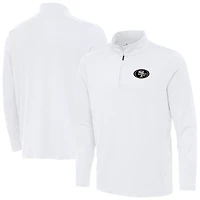 Men's Antigua  White San Francisco 49ers Reprocess Quarter-Zip Top
