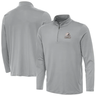 Men's Antigua Gray Cleveland Browns Reprocess Quarter-Zip Top