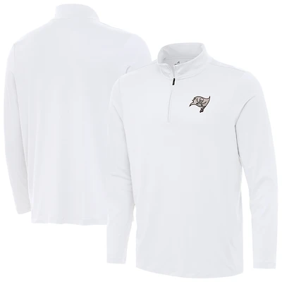 Men's Antigua White Tampa Bay Buccaneers Reprocess Quarter-Zip Top