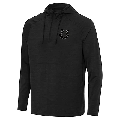 Men's Antigua Heather Black Indianapolis Colts Spikes Raglan Quarter-Zip Hoodie