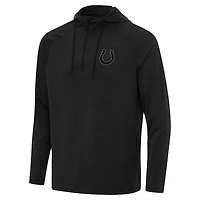Men's Antigua Heather Black Indianapolis Colts Spikes Raglan Quarter-Zip Hoodie