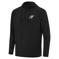 Men's Antigua Heather Black Arizona Cardinals Spikes Raglan Quarter-Zip Hoodie
