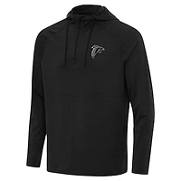 Men's Antigua Heather Black Atlanta Falcons Spikes Raglan Quarter-Zip Hoodie