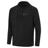 Men's Antigua Heather Black Buffalo Bills Spikes Raglan Quarter-Zip Hoodie