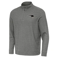 Men's Antigua  Heather Black New England Patriots Subtle Quarter-Zip Top