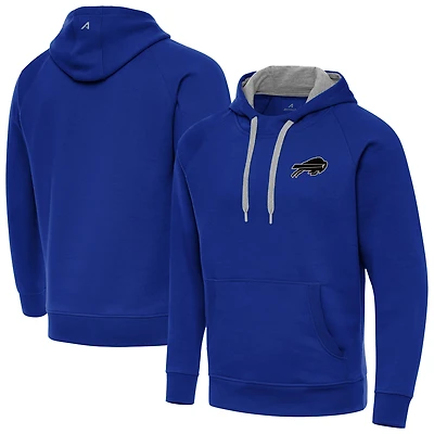 Men's Antigua Royal Buffalo Bills Brushed Carbon Victory Pullover Hoodie
