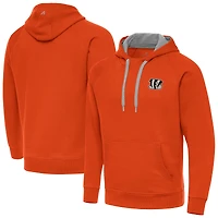 Men's Antigua Orange Cincinnati Bengals Brushed Carbon Victory Pullover Hoodie