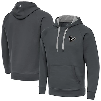 Men's Antigua Charcoal Houston Texans Brushed Carbon Victory Pullover Hoodie