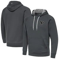 Men's Antigua Charcoal Houston Texans Brushed Carbon Victory Pullover Hoodie