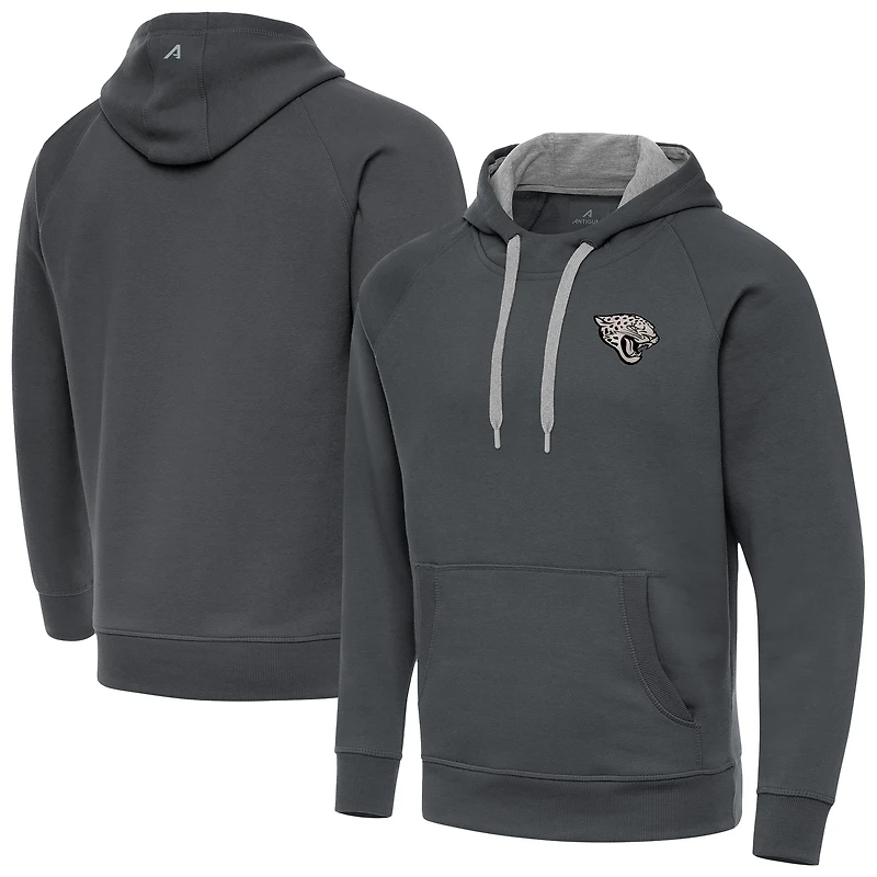 Men's Antigua Charcoal Jacksonville Jaguars Brushed Carbon Victory Pullover Hoodie
