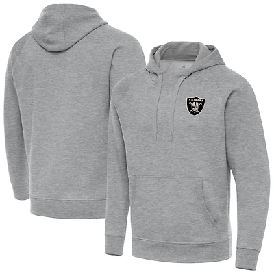 Men's Antigua Heather Gray Las Vegas Raiders Brushed Carbon Victory Pullover Hoodie