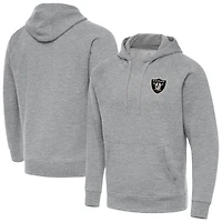 Men's Antigua Heather Gray Las Vegas Raiders Brushed Carbon Victory Pullover Hoodie