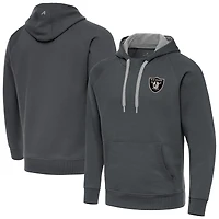 Men's Antigua Charcoal Las Vegas Raiders Brushed Carbon Victory Pullover Hoodie